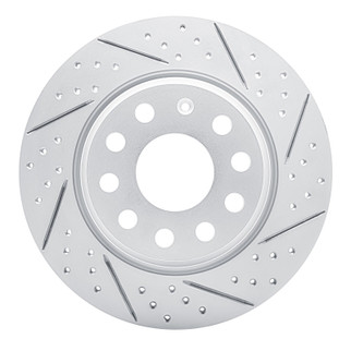 R1 05-18 Audi Q3 Rear Right Drilled & Slotted Geo-Carbon Rotor