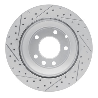 R1 03-18 Audi Q7 Rear Right Drilled & Slotted Geo-Carbon Rotor