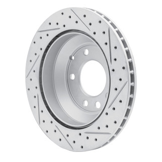 R1 03-18 Audi Q7 Rear Left Drilled & Slotted Geo-Carbon Rotor