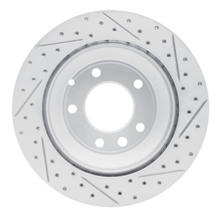 R1 03-18 Audi Q7 Rear Left Drilled & Slotted Geo-Carbon Rotor