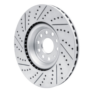 R1 12-25 Audi A3 Quattro Front Right Drilled & Slotted Geo-Carbon Rotor