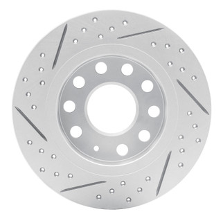 R1 10-19 Audi A3 Rear Right Drilled & Slotted Geo-Carbon Rotor