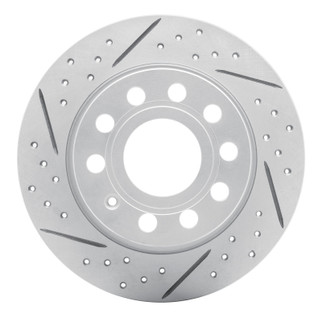 R1 10-19 Audi A3 Rear Left Drilled & Slotted Geo-Carbon Rotor