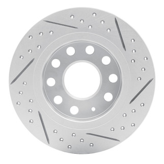 R1 10-19 Audi A3 Rear Left Drilled & Slotted Geo-Carbon Rotor
