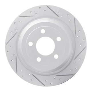 R1 15-23 Ford Mustang Rear Right Drilled & Slotted Geo-Carbon Rotor