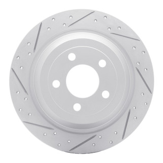 R1 15-23 Ford Mustang Rear Left Drilled & Slotted Geo-Carbon Rotor