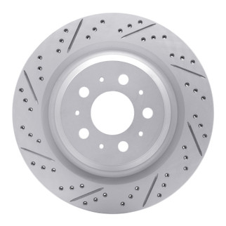R1 17-25 Tesla Model Y Rear Left Drilled & Slotted Geo-Carbon Rotor