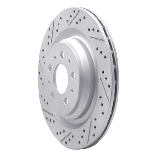 R1 17-25 Tesla Model Y Rear Left Drilled & Slotted Geo-Carbon Rotor