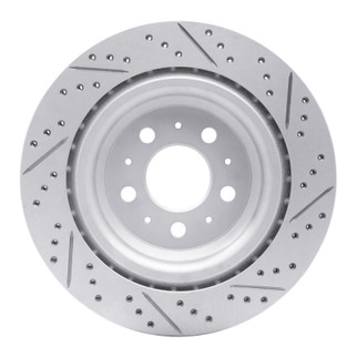 R1 17-25 Tesla Model Y Rear Left Drilled & Slotted Geo-Carbon Rotor