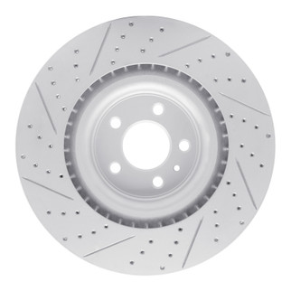 R1 13-14 Ford Mustang Front Right Drilled & Slotted Geo-Carbon Rotor