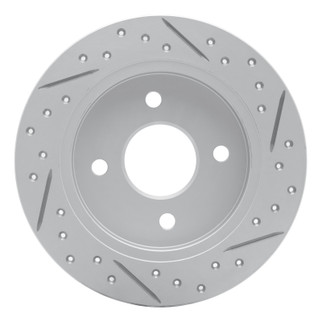 R1 02-04 Ford Focus Rear Left Drilled & Slotted Geo-Carbon Rotor