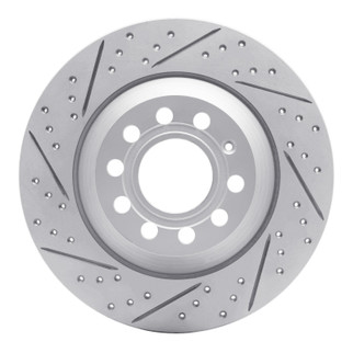 R1 05-11 Audi A6 Quattro Rear Left Drilled & Slotted Geo-Carbon Rotor