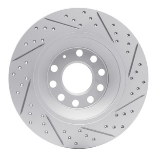 R1 05-11 Audi A6 Quattro Rear Left Drilled & Slotted Geo-Carbon Rotor