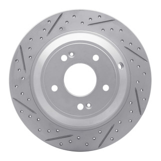 R1 18-23 Genesis G70 Rear Left Drilled & Slotted Geo-Carbon Rotor