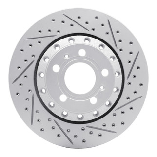 R1 04-10 Audi A8 Rear Right Drilled & Slotted Geo-Carbon Rotor