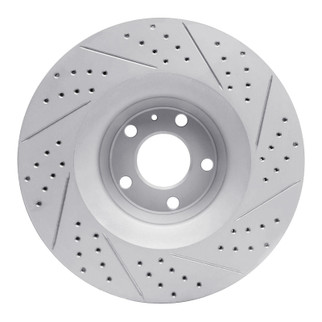 R1 05-11 Audi A6 Quattro Front Left Drilled & Slotted Geo-Carbon Rotor