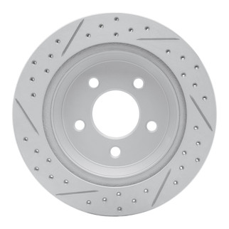 R1 94-04 Ford Mustang Rear Right Drilled & Slotted Geo-Carbon Rotor
