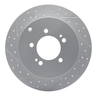 R1 07-15 Mitsubishi Lancer Rear Left Drilled & Slotted Geo-Carbon Rotor