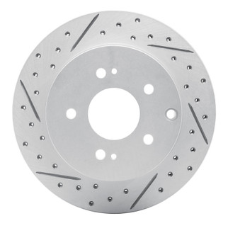 R1 06-12 Mitsubishi Eclipse Rear Left Drilled & Slotted Geo-Carbon Rotor