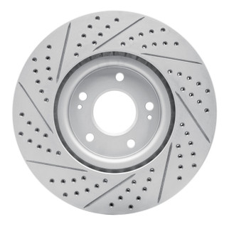 R1 03-06 Mitsubishi Lancer Front Right Drilled & Slotted Geo-Carbon Rotor