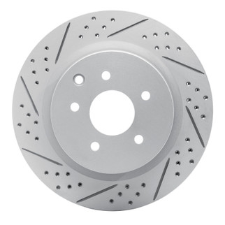 R1 03-08 Infiniti G35 Rear Left Drilled & Slotted Geo-Carbon Rotor