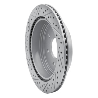 R1 17-24 Nissan Titan Rear Right Drilled & Slotted Geo-Carbon Rotor