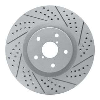 R1 05-20 Subaru WRX Front Right Drilled & Slotted Geo-Carbon Rotor
