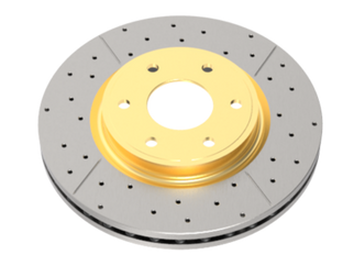 DBA 2020+ Chevrolet Silverado 1500 6.2L Front Drilled & Slotted Street Series Rotor w/Gold Hat