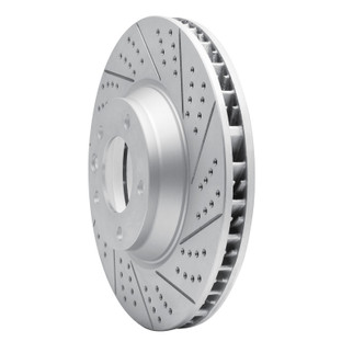 R1 03-15 Audi Q7 Right Front Drilled & Slotted Geo-Carbon Rotor