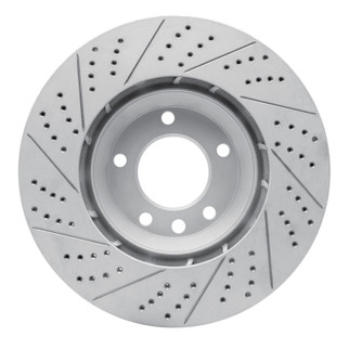 R1 03-15 Audi Q7 Right Front Drilled & Slotted Geo-Carbon Rotor