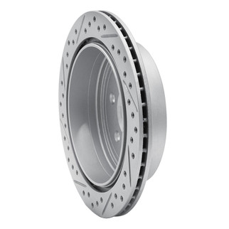 R1 05-25 Nissan Frontier Rear Right Drilled & Slotted Geo-Carbon Rotor