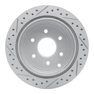R1 05-25 Nissan Frontier Rear Right Drilled & Slotted Geo-Carbon Rotor