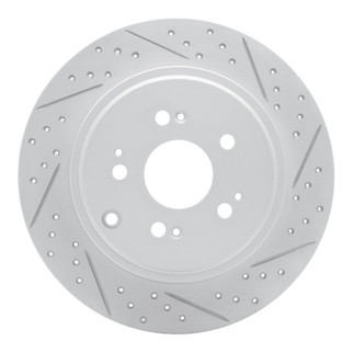 R1 06-14 Honda Ridgeline Rear Right Drilled & Slotted Geo-Carbon Rotor