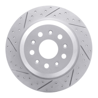 R1 18-25 Jeep Wrangler Rear Left Drilled & Slotted Geo-Carbon Rotor