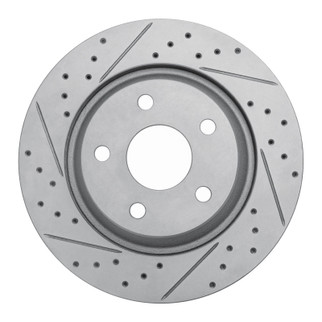R1 12-18 Jeep Wrangler Front Left Drilled & Slotted Geo-Carbon Rotor
