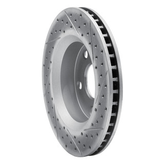 R1 07-18 Jeep Wrangler Front Left Drilled & Slotted Geo-Carbon Rotor