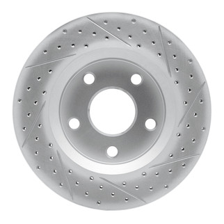 R1 07-18 Jeep Wrangler Front Left Drilled & Slotted Geo-Carbon Rotor