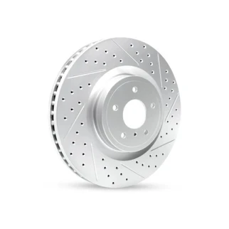 R1 05-10 Jeep Grand Cherokee Front Left Drilled & Slotted Geo-Carbon Rotor