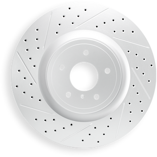 R1 24-25 Ford Mustang Front Right Drilled & Slotted Geo-Carbon Rotor