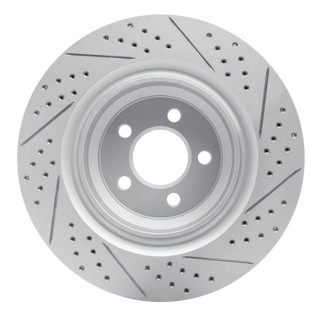 R1 05-23 Chrysler 300 Rear Left Drilled & Slotted Geo-Carbon Rotor