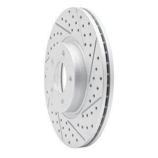 R1 07-13 Mazda 3 Front Right Drilled & Slotted Geo-Carbon Rotor