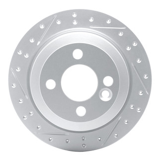 R1 02-15 Mini Cooper Clubman Rear Left Drilled & Slotted Geo-Carbon Rotor