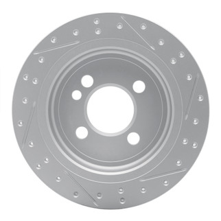 R1 02-15 Mini Cooper Clubman Rear Left Drilled & Slotted Geo-Carbon Rotor