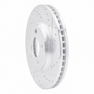 R1 05-05 Buick Park Avenue Front Right Drilled & Slotted Silver Brake Rotor