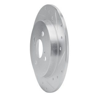 R1 12-18 Toyota Yaris (USA/Canada) Rear Right Drilled & Slotted Silver Brake Rotor
