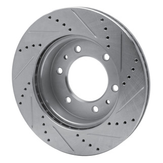 R1 06-10 Hummer H3 Front Left Drilled & Slotted Silver Brake Rotor