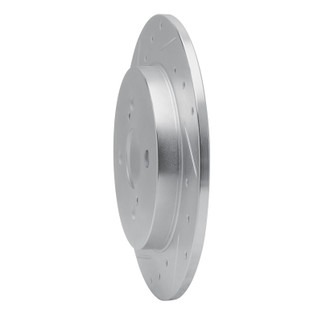 R1 12-18 Toyota Yaris (USA/Canada) Rear Left Drilled & Slotted Silver Brake Rotor