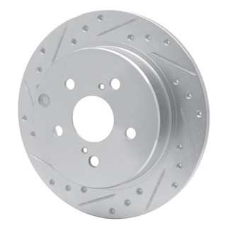 R1 12-20 Toyota Mirai Rear Left Drilled & Slotted Silver Brake Rotor