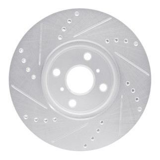 R1 12-18 Toyota Yaris (USA/Canada) Front Right Drilled & Slotted Silver Brake Rotor