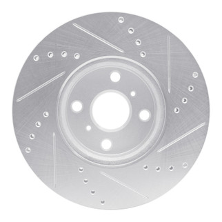 R1 12-18 Toyota Yaris (USA/Canada) Front Left Drilled & Slotted Silver Brake Rotor